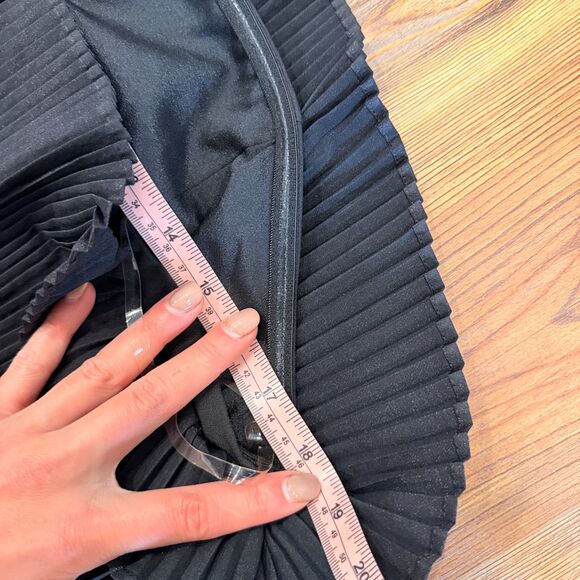 NWOT Mainstrip Black Formal Jumpsuit Accordion Pleated Flare Top Wide Leg - Picture 9 of 11